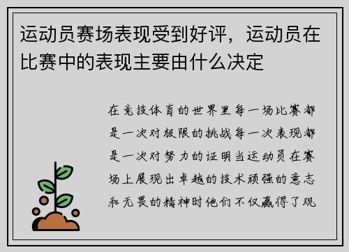 运动员赛场表现受到好评，运动员在比赛中的表现主要由什么决定
